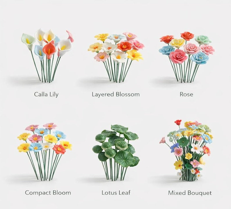 Keramik Blumenstiele - Handgefertigte Blumendekoration - Dekorative Vase Blumen