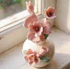 Keramik Kirschblütenvase Skulptur, rosa Blumenraum Dekor