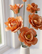 Glasierte Keramik Pfingstrose & Kamelie Kunstblumen, 42 cm Blumenstrauß