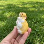 Keramik Tierfigur mit Holzsockel, 5 cm Schreibtischdekoration, Hamster Figur