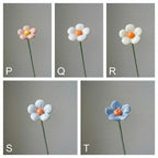 Keramik Blumenstrauß, glasierte Kunstblumen mit Drahtstiel, 21 cm Stiellänge, 3,5 cm Blütenkopf, Vase 10,5 cm