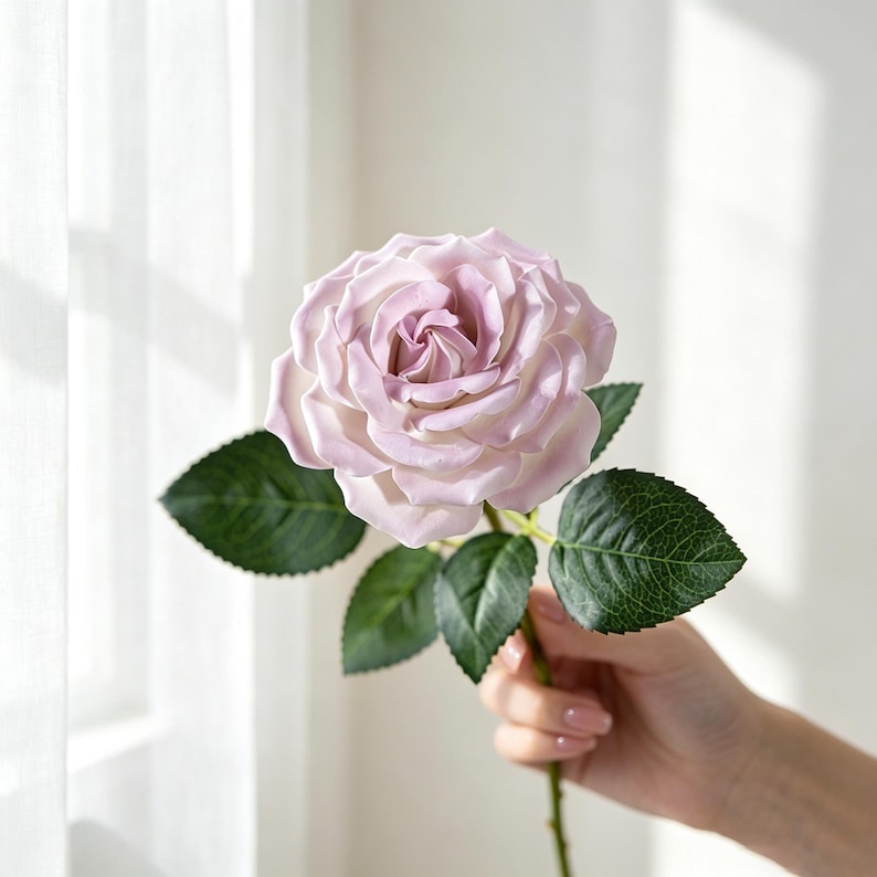 Keramik Rose handgefertigt, dekorativer Blumenstiel 10 cm Blütendurchmesser, Innenraum Dekoration