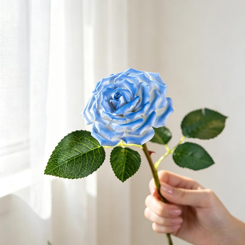 Keramik Rose handgefertigt, dekorativer Blumenstiel 10 cm Blütendurchmesser, Innenraum Dekoration