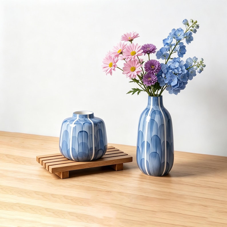 Handgefertigte Keramikvase, moderne Blumenvase, glasierte Vase, minimalistisch, Tischdekoration