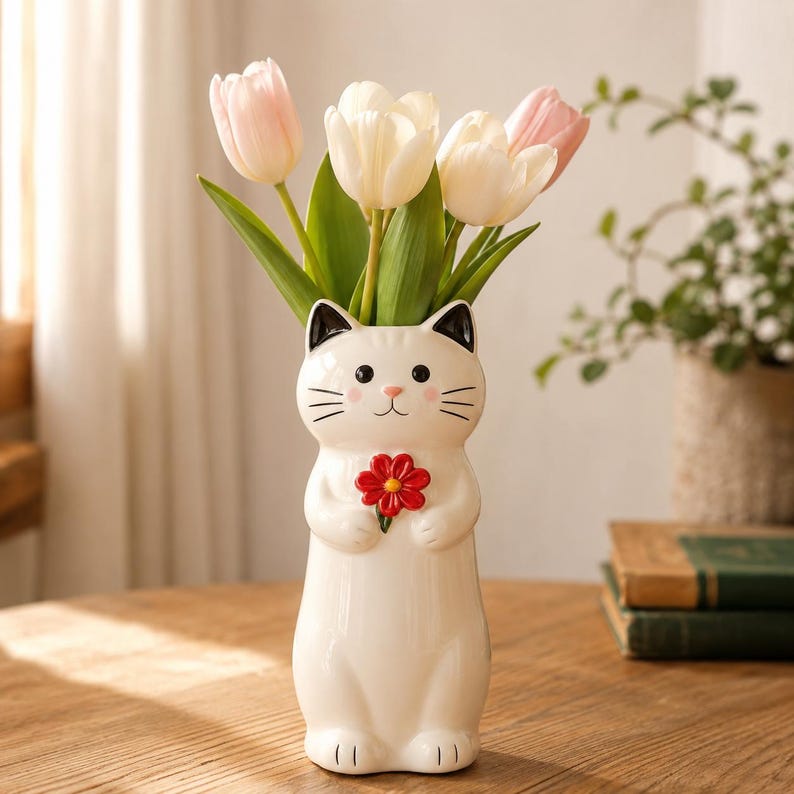 Harz Katzen-Blumenvase, Tier-Dekoration, Katzen-Geschenk