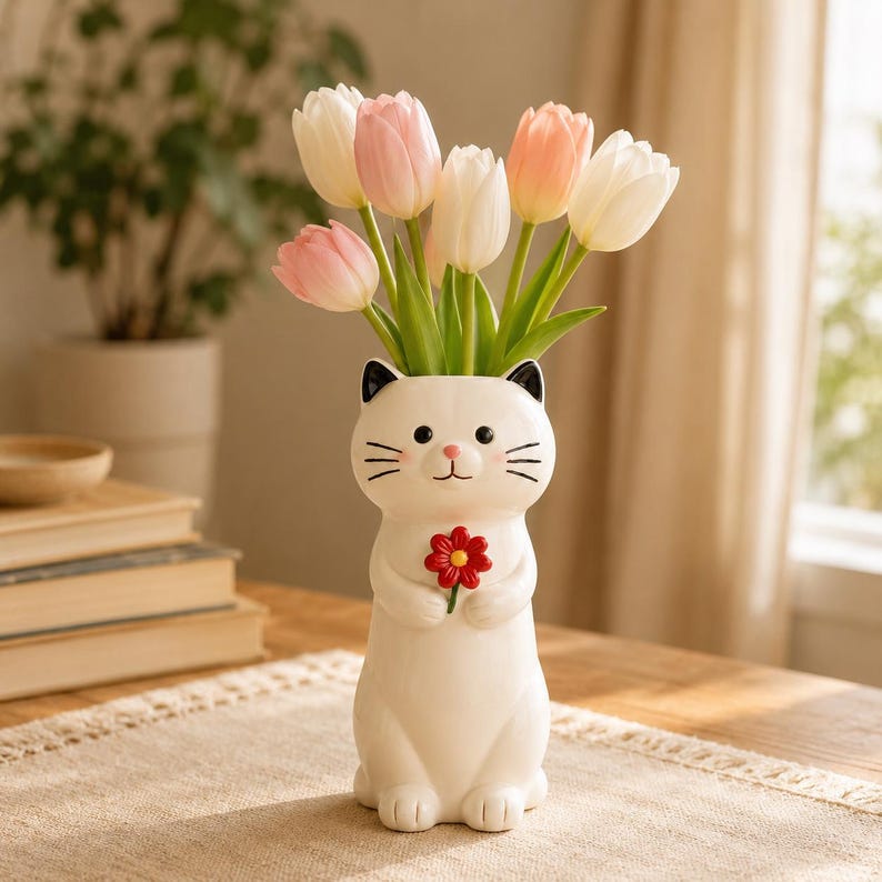 Harz Katzen-Blumenvase, Tier-Dekoration, Katzen-Geschenk