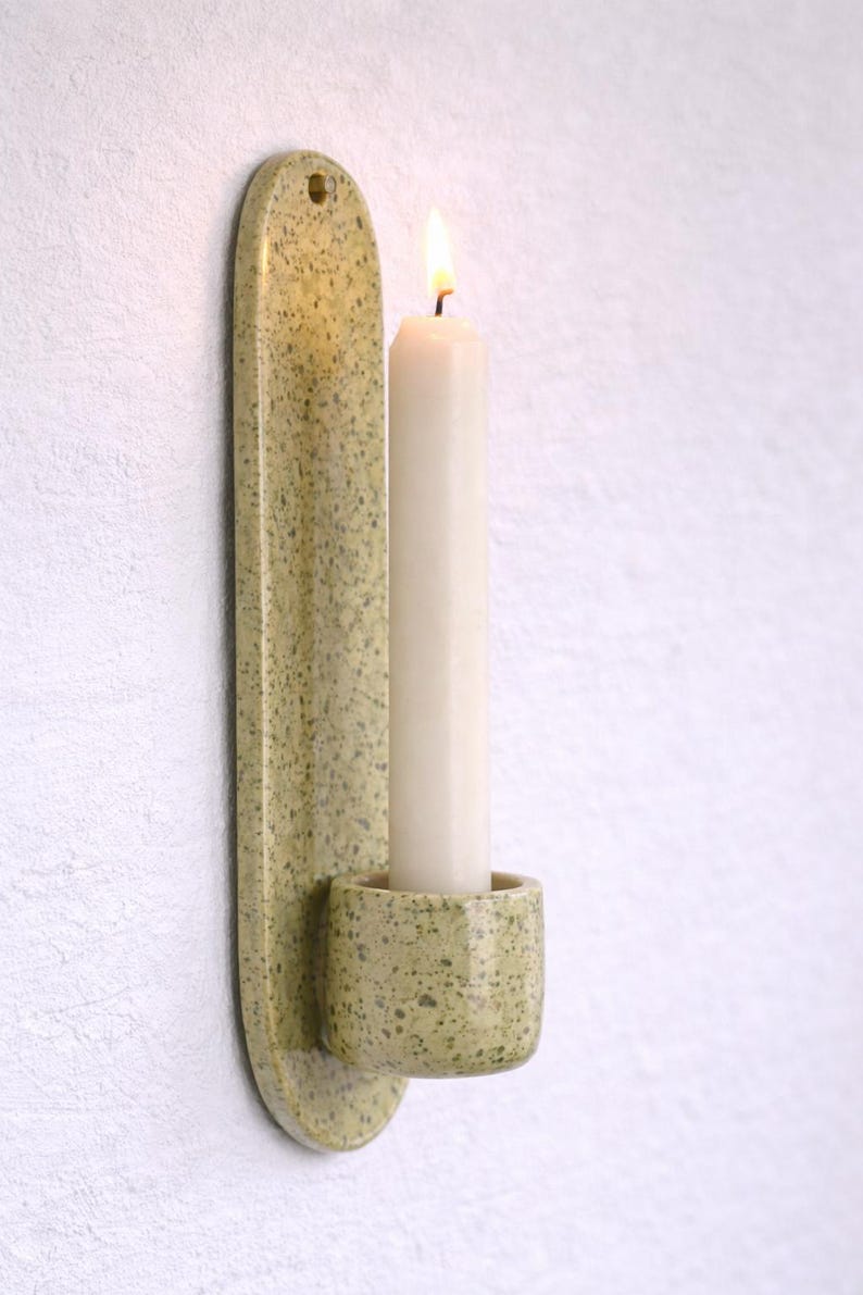 Keramik Wandkerzenhalter für Taper-Kerzen, Minimalistisch, Rustikal, 25,4 cm Höhe