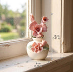 Keramik Kirschblütenvase Skulptur, rosa Blumenraum Dekor