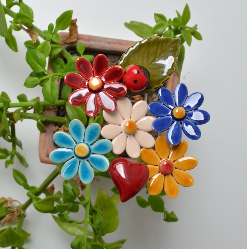 Keramik Gänseblümchen Blume Wohnkultur, 4 cm Durchmesser, 20 cm Stiel, 8 Farben