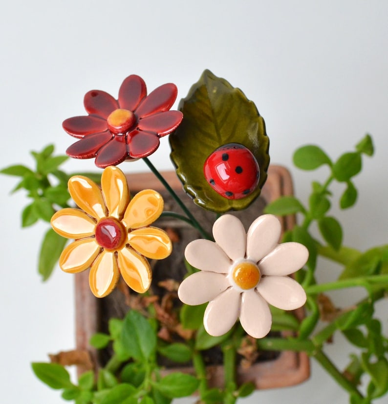 Keramik Gänseblümchen Blume Wohnkultur, 4 cm Durchmesser, 20 cm Stiel, 8 Farben