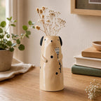 Keramik Bär und Hund Blumenvase, Tiervase, Wohnkultur