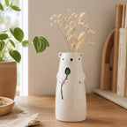 Keramik Bär und Hund Blumenvase, Tiervase, Wohnkultur