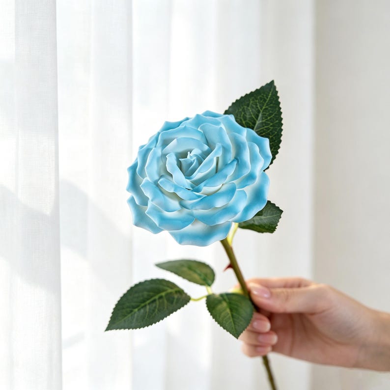 Keramik Rose handgefertigt, dekorativer Blumenstiel 10 cm Blütendurchmesser, Innenraum Dekoration