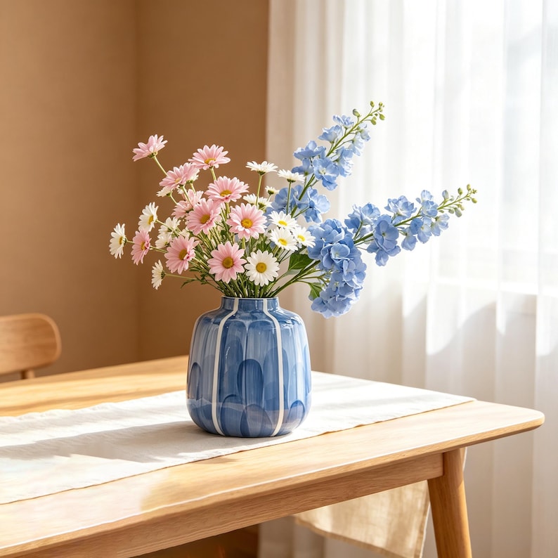 Handgefertigte Keramikvase, moderne Blumenvase, glasierte Vase, minimalistisch, Tischdekoration