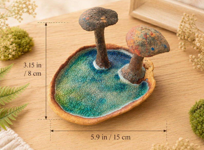 Keramik Pilz Trinket Tablett, Schmuck Catchall, Forestcore Eitelkeit Dekor