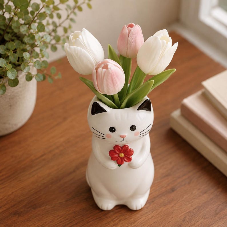Harz Katzen-Blumenvase, Tier-Dekoration, Katzen-Geschenk