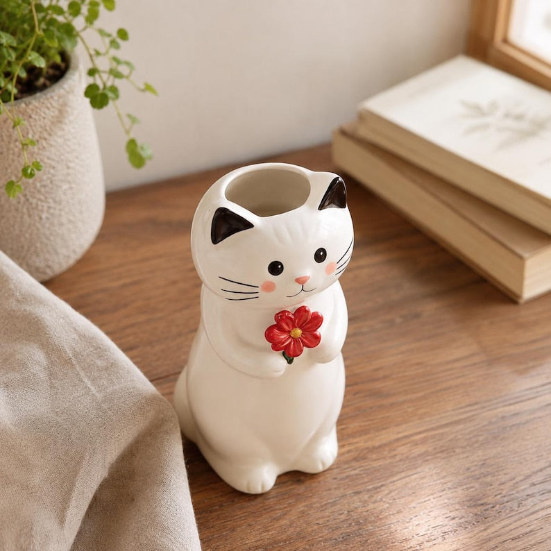 Harz Katzen-Blumenvase, Tier-Dekoration, Katzen-Geschenk