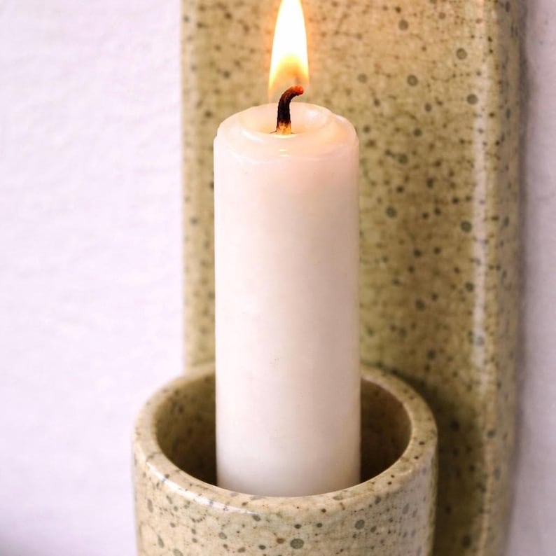 Keramik Wandkerzenhalter für Taper-Kerzen, Minimalistisch, Rustikal, 25,4 cm Höhe