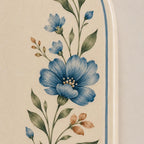 Keramik-Wandkerzenhalter mit blauen Blumen, für Stabkerze und Teelicht, handgefertigt