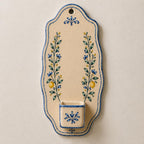 Keramik Wandkerzenhalter Stabkerzenhalter Blau Blumendeko Handgefertigt Elfenbein