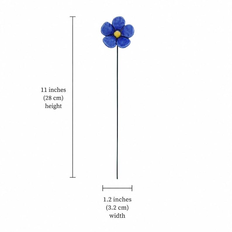 Vergissmeinnicht Keramikblumen, Blauer Blumenstrauß, Handgefertigter Blumendekor