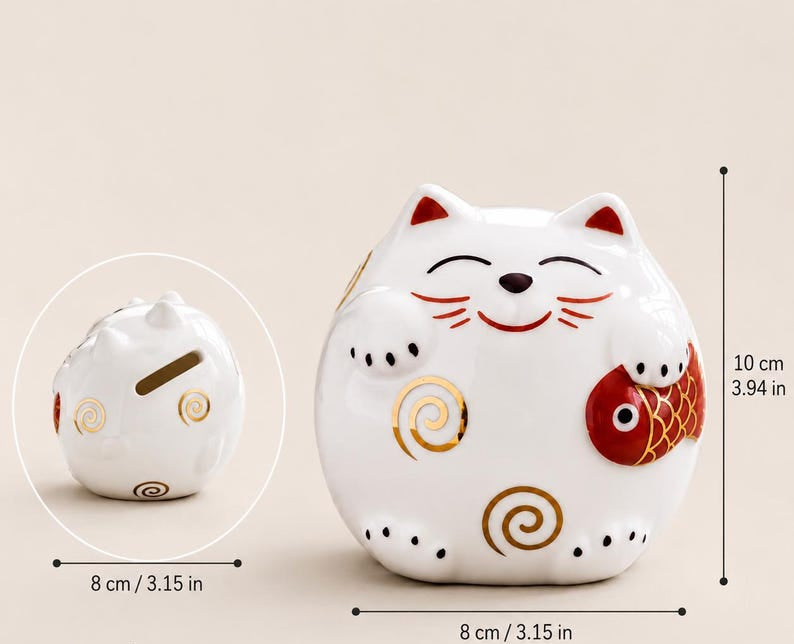 Keramik Glückskatze Sparschwein Maneki Neko Spardose Feng Shui Wohnkultur
