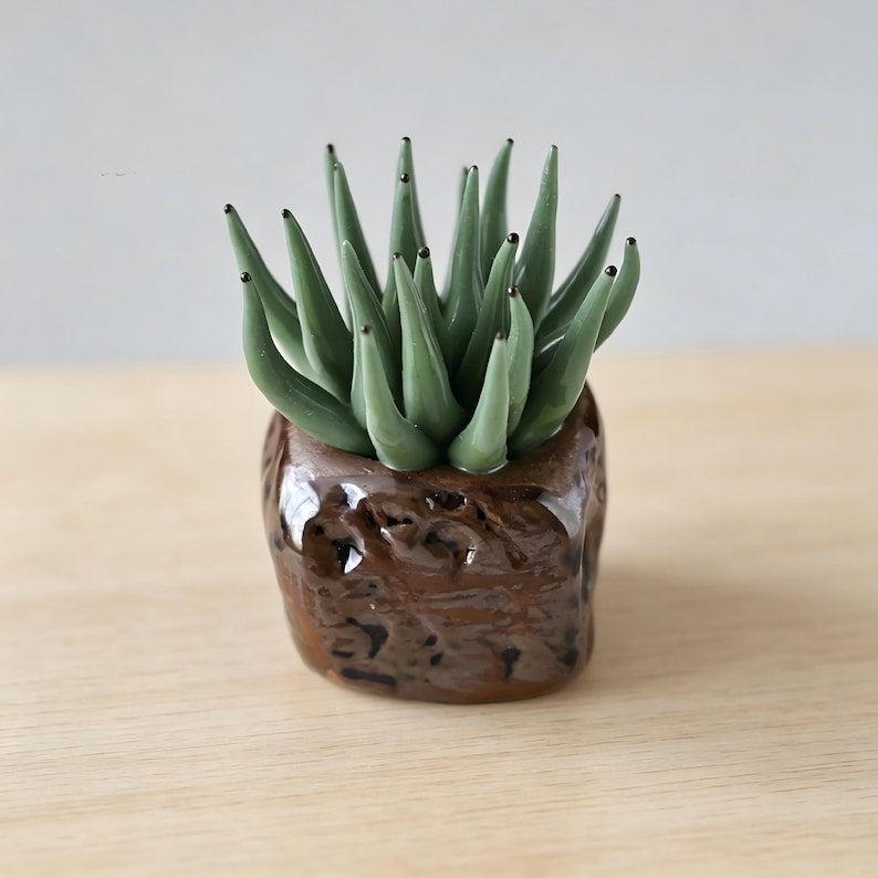 Keramik Sukkulenten Set, Mini Kaktus Schreibtisch Dekor, handgefertigte Pflanzen Ornamente, 3 Stück