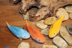 Schwimmende Keramikfische Gelb Orange Blau 11 cm, 3er Set