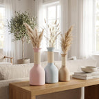 Moderne, zweifarbige Vase mit geripptem Hals und Soft-Touch-Oberfläche – wasserdicht – 24,5 cm