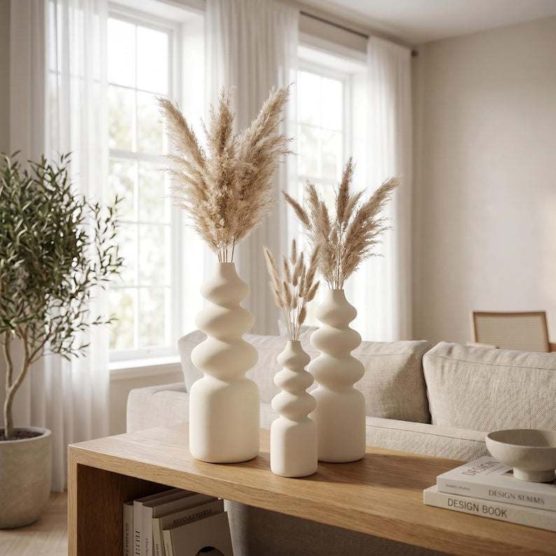 Nordic Vase FUZZY Skulptur-Vase in 5 Größen | Schlanke matte Vase für Trockenblumen