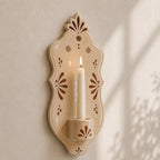 Keramik Wand Kerzenhalter Beige, Handgefertigt, Mediterran, Boho Wanddekoration