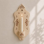 Keramik Wand Kerzenhalter Beige, Handgefertigt, Mediterran, Boho Wanddekoration