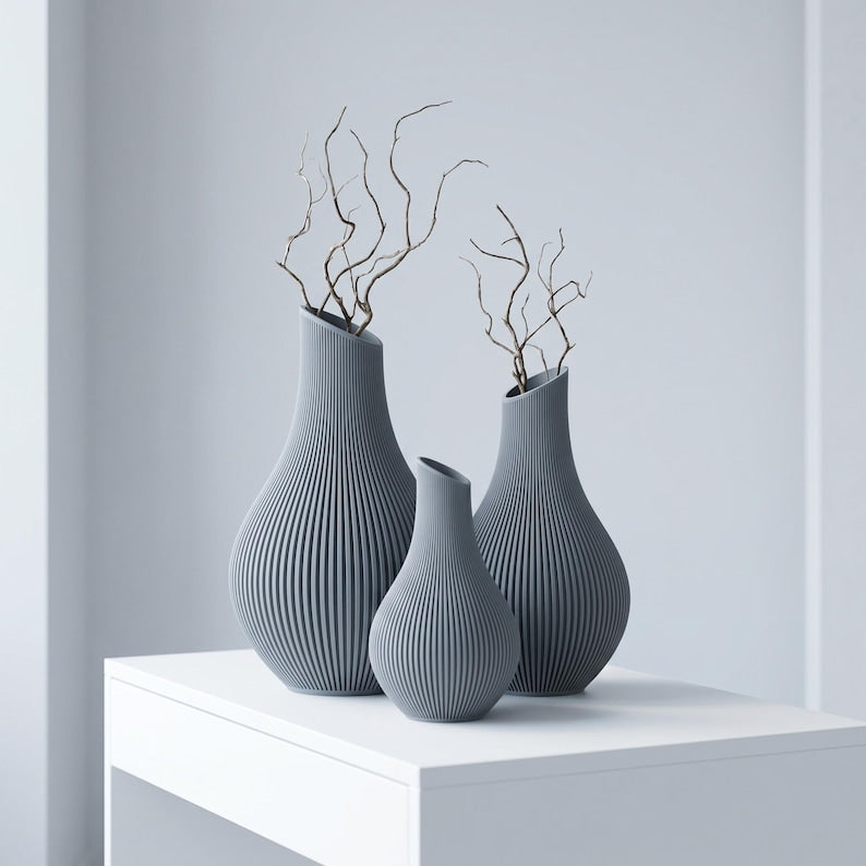 Bauchige Deko Vase mit schrägem Hals für Trockenblumen & Pampasgras
