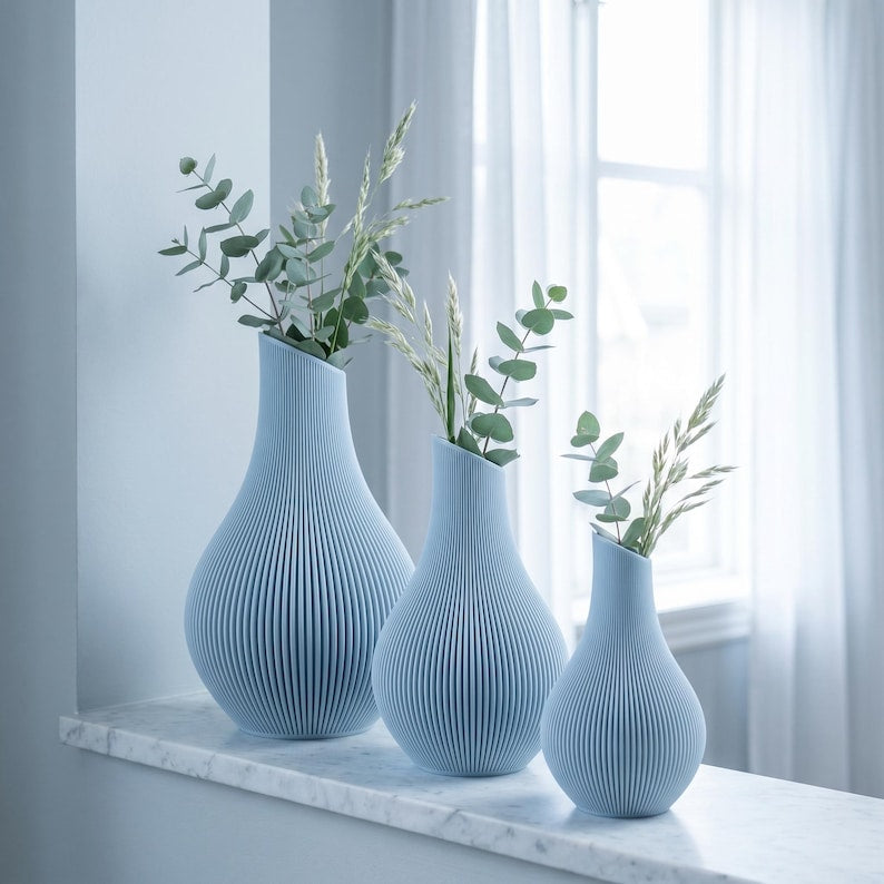 Bauchige Deko Vase mit schrägem Hals für Trockenblumen & Pampasgras