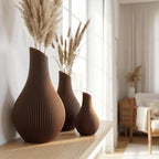 Bauchige Deko Vase mit schrägem Hals für Trockenblumen & Pampasgras