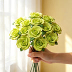Keramik-Rosenblüte mit Stiel, Porzellanrose, Hochzeitsdekoration, Wohnaccessoire