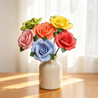 Keramik-Rosenblüte mit Stiel, Porzellanrose, Hochzeitsdekoration, Wohnaccessoire
