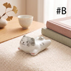 Keramik Katzen-Essstäbchenablage, 5,1 cm, handbemalt, Tischdekoration, Mini-Katzenfigur