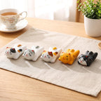 Keramik Katzen-Essstäbchenablage, 5,1 cm, handbemalt, Tischdekoration, Mini-Katzenfigur