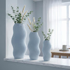 Moderne Vase mit welliger Rillenstruktur - Organische Deko Vase für Trockenblumen - 3D Druck - Höhen 11-25 cm