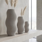 Moderne Vase mit welliger Rillenstruktur - Organische Deko Vase für Trockenblumen - 3D Druck - Höhen 11-25 cm