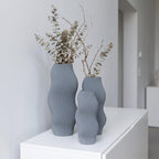 Moderne Vase mit welliger Rillenstruktur - Organische Deko Vase für Trockenblumen - 3D Druck - Höhen 11-25 cm
