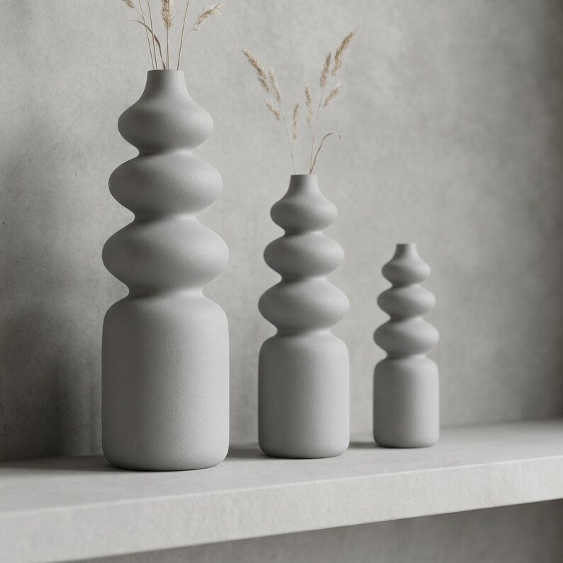 Nordic Vase FUZZY Skulptur-Vase in 5 Größen | Schlanke matte Vase für Trockenblumen