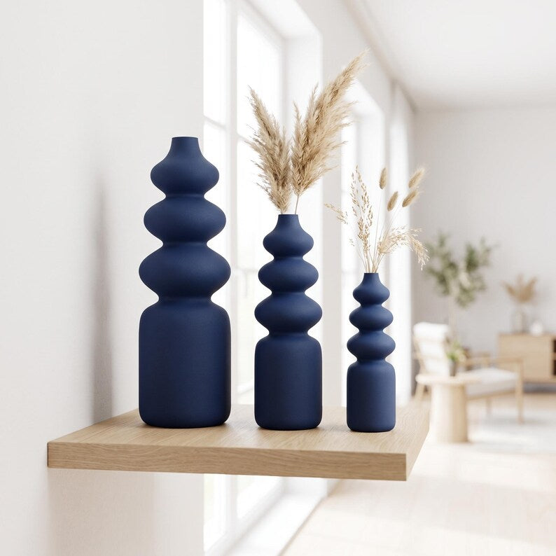 Nordic Vase FUZZY Skulptur-Vase in 5 Größen | Schlanke matte Vase für Trockenblumen