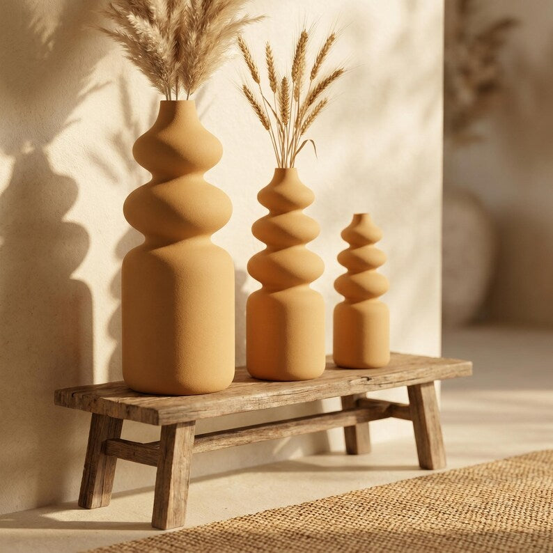 Nordic Vase FUZZY Skulptur-Vase in 5 Größen | Schlanke matte Vase für Trockenblumen