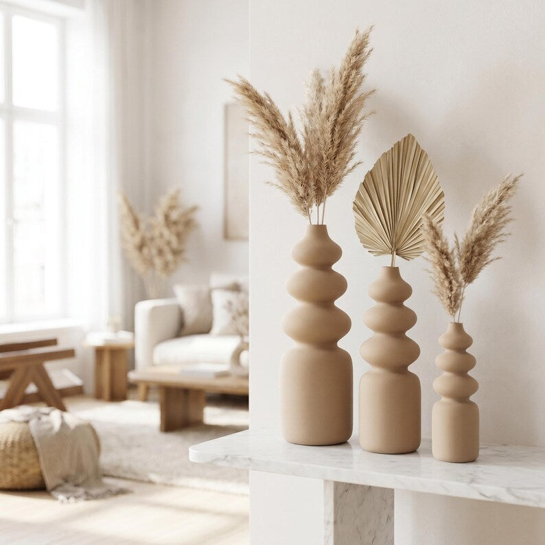 Nordic Vase FUZZY Skulptur-Vase in 5 Größen | Schlanke matte Vase für Trockenblumen