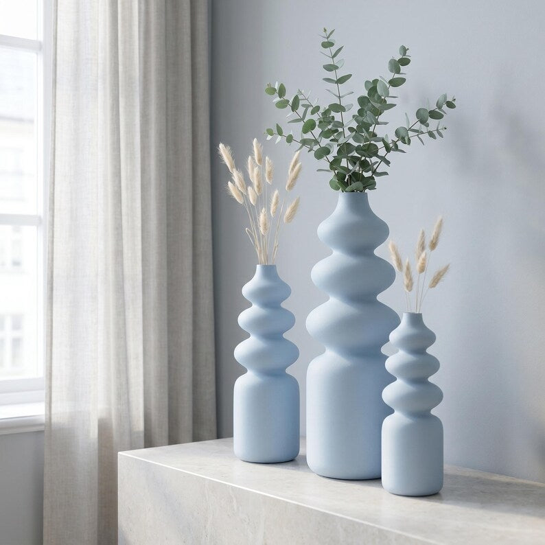 Nordic Vase FUZZY Skulptur-Vase in 5 Größen | Schlanke matte Vase für Trockenblumen