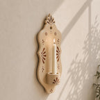 Keramik Wand Kerzenhalter Beige, Handgefertigt, Mediterran, Boho Wanddekoration