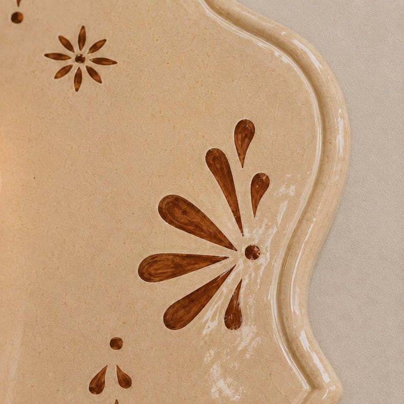Keramik Wand Kerzenhalter Beige, Handgefertigt, Mediterran, Boho Wanddekoration