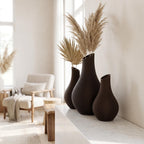 Bauchige Deko Vase mit schrägem Hals für Trockenblumen & Pampasgras